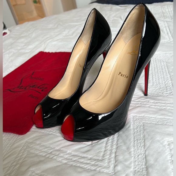 Christian Louboutin Very Privé. 120 mm Open toe pumps - Patent calf - Black - Picture 5 of 5